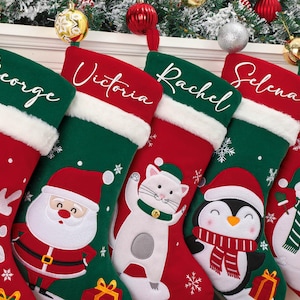 Personalized 2025 Embroidered Christmas Stocking, 3D Family Christmas Stockings, Stockings With Name,  Holiday Stocking Gift, Holiday Decor