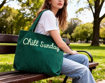 Personalized Embroidered Name Tote Bag, Corduroy Tote Bag, Bridesmaid Tote Bag, Bridesmaid Gift Bags, Monogram Bag, Wedding Party Gift Bag