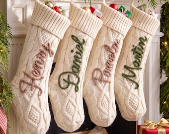 Personalized Crocheted Christmas Stocking, 2026 Family Stocking with Name,Xmas Stocking,Holiday Gifts