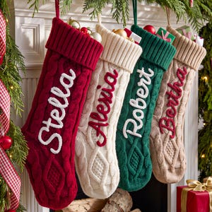 Calcetín navideño de ganchillo 2026 con nombre, calcetines familiares de punto personalizados, calcetín navideño con forma de hueso de perro, regalos navideños