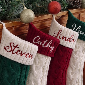 Medias navideñas familiares tejidas 2025, medias navideñas bordadas, medias navideñas familiares, medias navideñas con nombre, decoración navideña