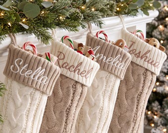 2026 Family Christmas Stockings, Personalized Embroidered Knitted Christmas Stocking, Holiday Decor Gift