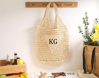 Bolsa de regalo personalizada para dama de honor, bolsa de playa, bolsa de playa de rafia con monograma, regalo de dama de honor con nombre, bolsa de recuerdo de fiesta, bolsa de regalo de viaje