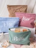 Personalized Corduroy Makeup Bag, Embroidered Cosmetic Pouch, Bridesmaid Gift Bag,Summer Beach Bag Organizer Cosmetic Gift for Her product logo