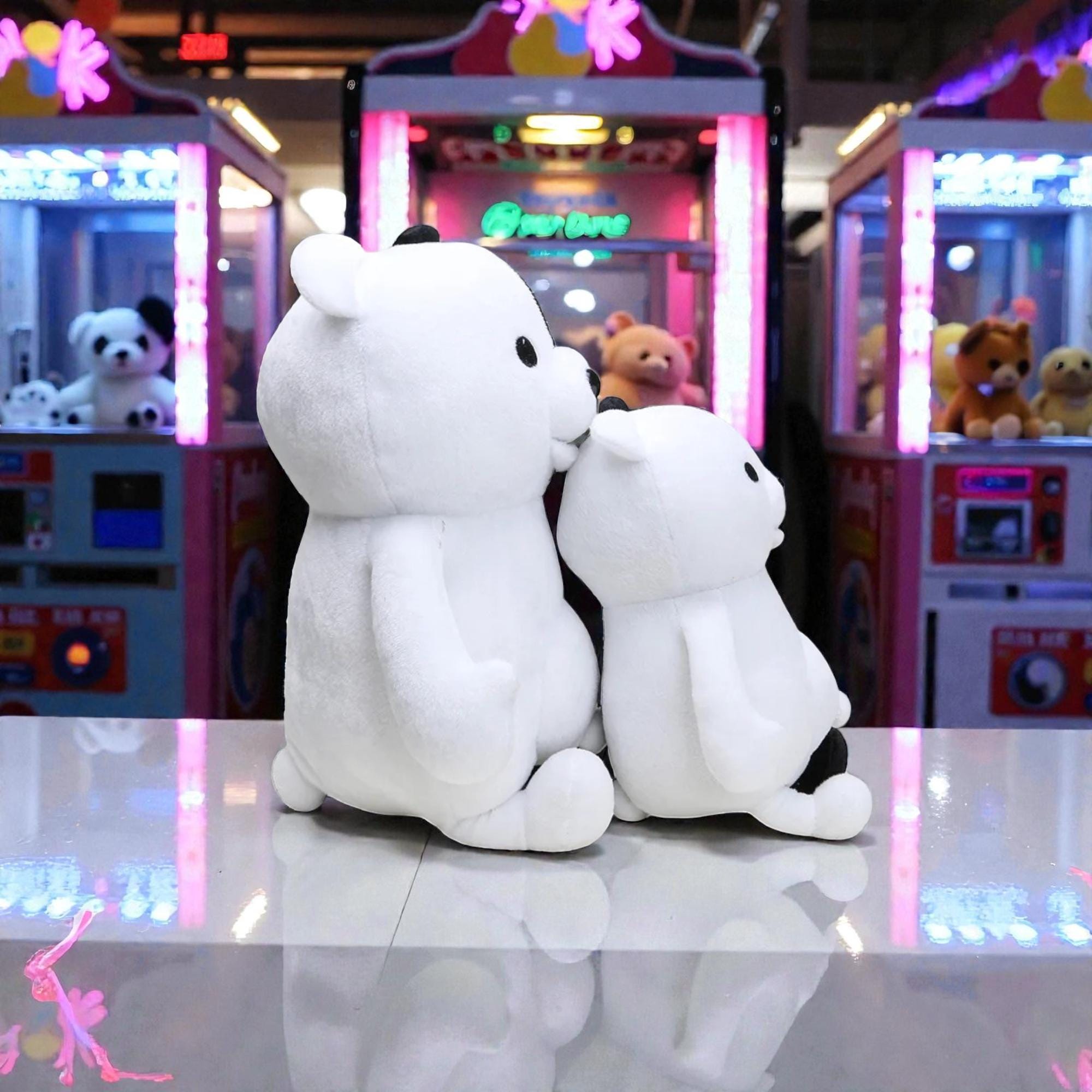 Black White Bear Plush Toy 25/40cm, Anime Style Villain Bear