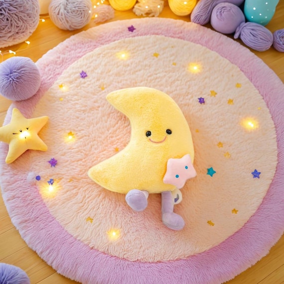 Lovely Smile Moon and Cloud Plush Pillow Comfortable Sofa Cushion Stuffed Soft Doll Home Car Decor Gift