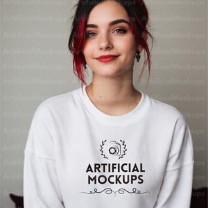 White Gildan 18000 Mockup | High-Res Sweatshirt Digital Download for POD and Etsy Sellers