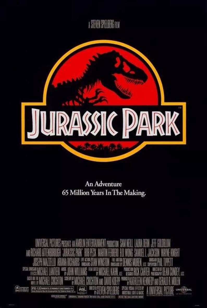 Jurassic Park 1993 Movie Poster A1, A2, A3, A4 High-Quality Iconic Sci-Fi Art Print image 1