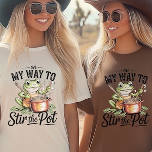 Comfort Colors Stir the Pot Frog Shirt, Funny Cooking Animal Tee, Chaotic Froggy Meme Gift, Unisex Cotton
