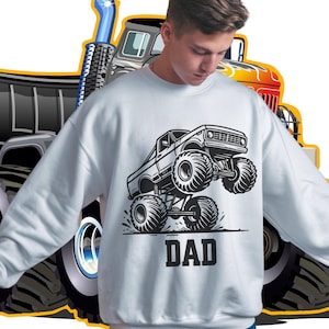Monster Truck Dad Sweatshirt, Vintage Off-Road Graphic Crewneck, Fathers Day Gift, Retro Trucker Pullover