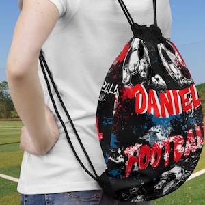 Personalized Soccer Drawstring Bag, Custom Team Gift, Gym Backpack for Athletes