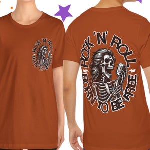 Född att vara fri Rock N' Roll Skelett Singer T-shirt, Vintage Band Style Grunge Gift Top