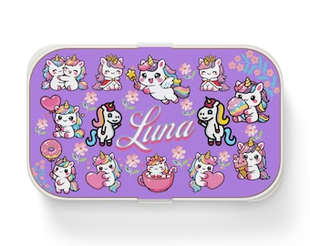Custom Name Bento Box, Unicorn Kids Lunchbox, Personalized Preschool Back School Gift Top