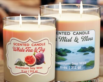 Ocean Mist Moss & White Tea Fig-ljus, Coastal Spa 350 ml glasburk med soja, mysig lyxig aromaterapi-inredningspresent