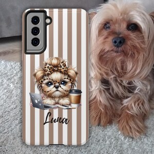 Personalized Schnauzer Mom Phone Case, Cute Dog Coffee Laptop Cover, Custom Name Gift for Pet Lovers, Protective Tech Shell