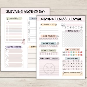 Spoonie Daily Journal Template: Chronic Illness Symptom Tracker (Digital Download)