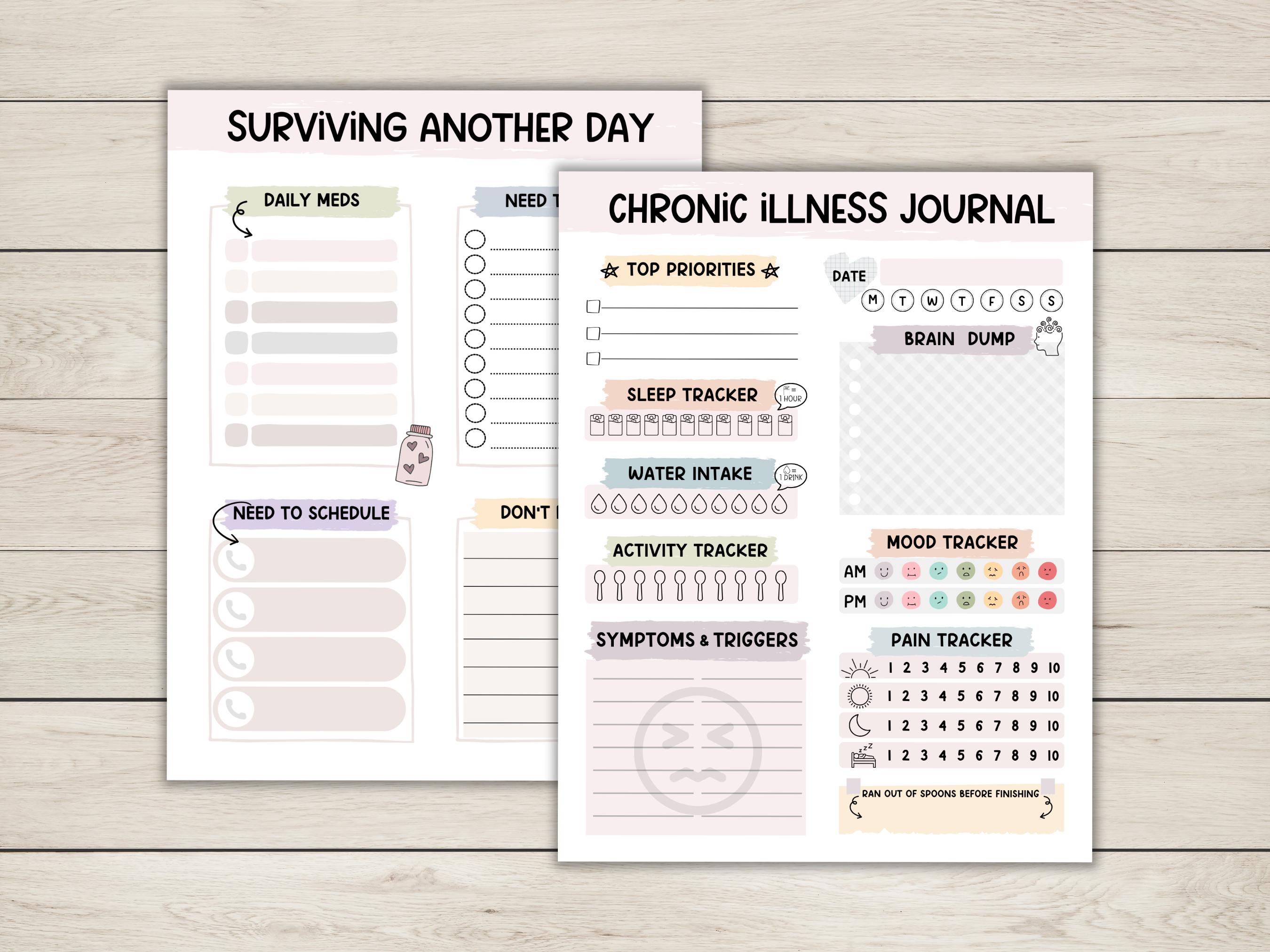 Chronic Illness Daily Journal Template - Spoonie Daily Symptom Journal - Spoonie Journal - Chronic Pain Journal