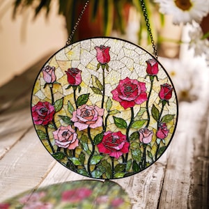 Pink Rose Stained Glass - Etsy