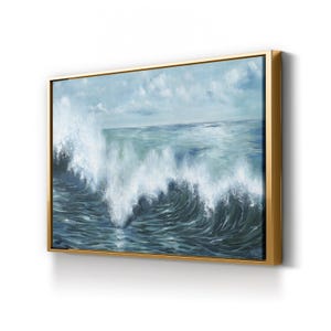 Coastal Waves Canvas Art Framed Wall Decor Ocean Waves Art for Beach House and Nautical Home Decor Modern Beach Canvas Art for Living Room