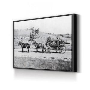 Vintage Stagecoach Canvas Print: Rustic Western Horse Art