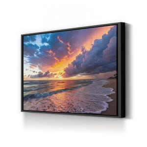 Ocean Sunset Canvas Print: Coastal Beach House Wall Art