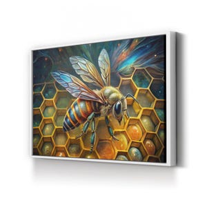 Graffiti Honeycomb Bee Canvas Art: Modern Street Art Wall Decor