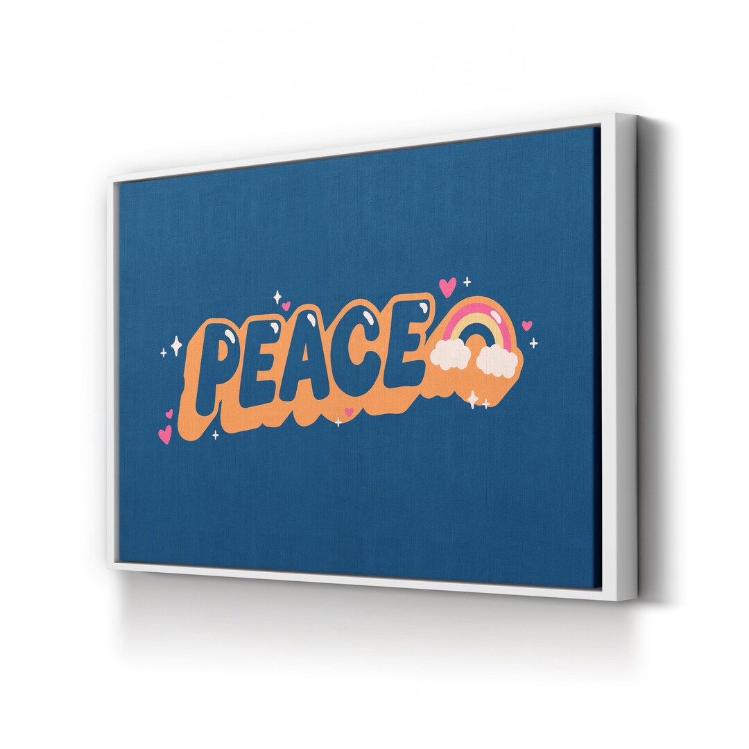 Peace Canvas Print: Rainbow Cloud Typography, Inspirational Wall Art - Etsy
