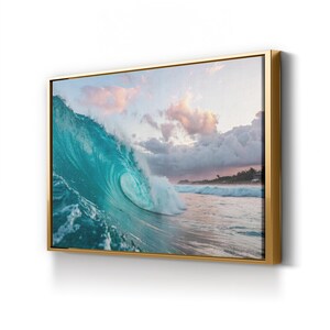 Blue Ocean Waves Canvas Art: Modern Coastal Beach House Decor