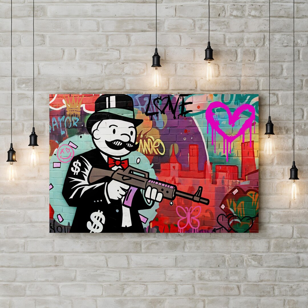 Monopoly Graffiti Wall Art Street Art Canvas Modern Pop Culture Print ...