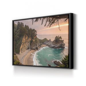 California Beach Sunset Canvas Art: Coastal Ocean Landscape, Framed Wall Decor