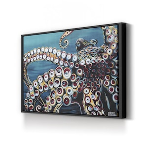 Colorful Octopus Canvas Art: Nautical Ocean Wildlife Wall Decor