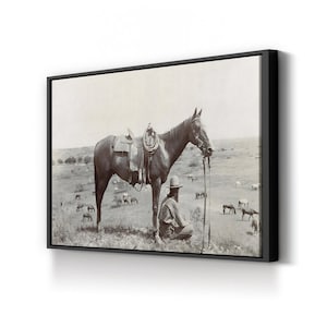 Vintage Texas Cowboy Photo: Western Canvas Wall Art