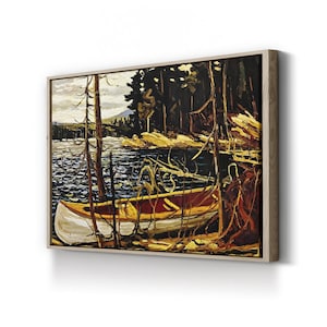 The Canoe Canvas Wall Art Featuring Gentle Waters and Peaceful Scenery Framed Canvas Art for Nature Lovers and Home Decor Nautical Wall Art