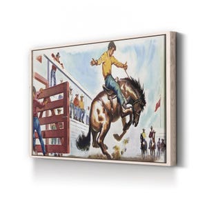 Bucking Bronco Rodeo Canvas Art: Framed Western Decor