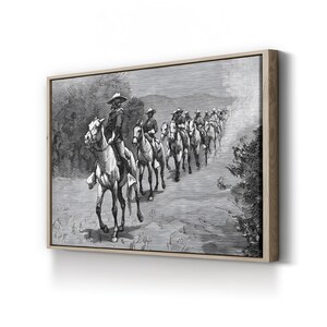1888 Western Art Print: 10th Cavalry Cowboy Canvas Wall Art