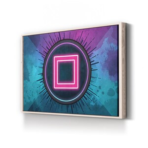 Neon Geometric Canvas Wall Art: Modern Abstract Squares