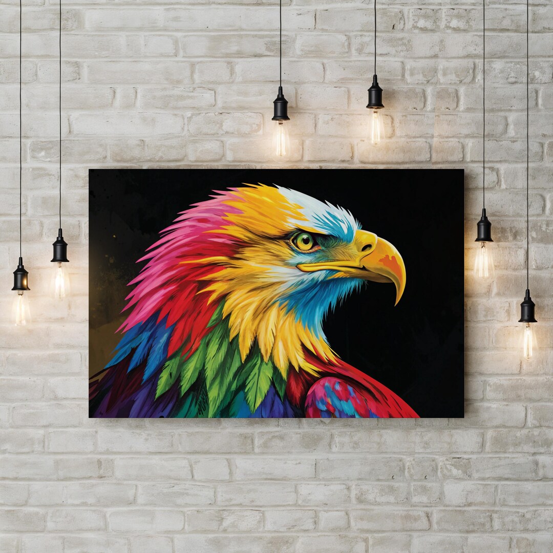 Colorful Blad Eagle Pop Art Canvas Bald Eagle Canvas Print Bold ...
