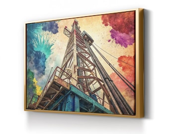 Drilling Rig Canvas Print: Modern Industrial Wall Art