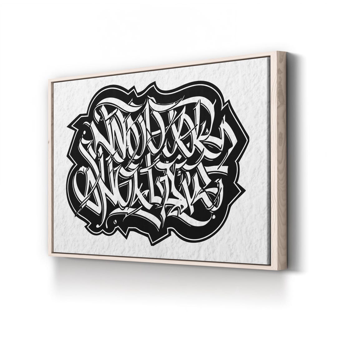 Calligraphy II Black and White Canvas Print: Elegant Modern Typography ...