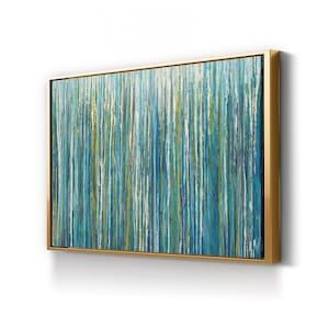 Framed Green Abstract Landscape Canvas Art Print - Modern Nature Wall Decor
