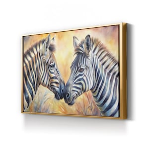 Zebra Couple Canvas Art: African Wildlife Painting, Nature Lover Gift
