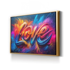 Love Calligraphy Canvas Art: Vibrant Typography, Modern Home Decor