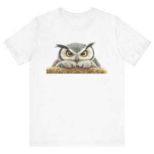 Watchful Owl Tee - Funny Animal T-Shirt, Gifts for Owl Lovers, Cute Graphic Tee, Unisex Short Sleeve Shirt, Nature Lover Apparel