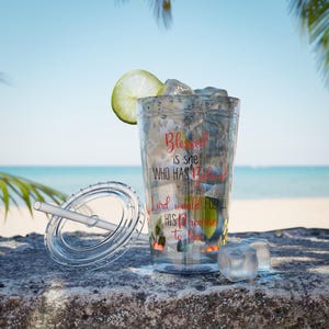 Sunsplash Tumbler with Straw, 16oz - Eco-Friendly and Sustainable Drinkware, Clear Acrylic Tumbler with Lid, Great Gift for All Seasons