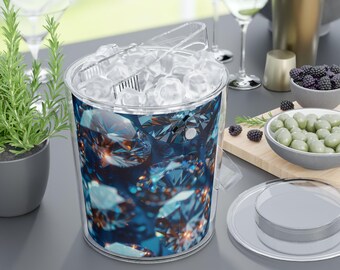 Cubo de hielo de acrílico con pinzas: inserto gráfico personalizable, 3 cuartos de galón.