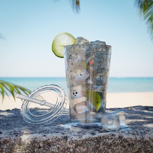 Floral Tumbler: Sunsplash Travel Mug with Reusable Straw