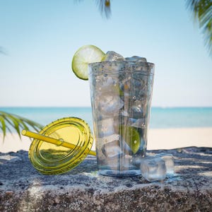 Floral Line Art Tumbler: Sunsplash Travel Mug with Straw