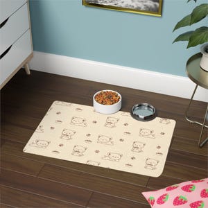 Cute Pet Food Mat for Cat Lovers, Durable Feeding Mat, Gift Idea, Kitchen Decor, Pet Care Essentials, Matching Pet Accessories, 12&quot; X 18&quot;