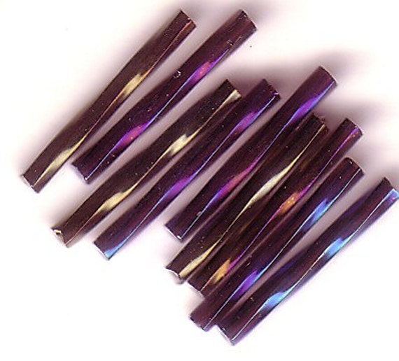 Amethyst SL Bugle Beads 20mm Czech Twisted Glass Beads QTY 50 Jewelry