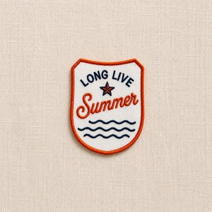 Long Live Summer Varsity Patch | Cream Rust Navy Coastal Accessory (3"x3")